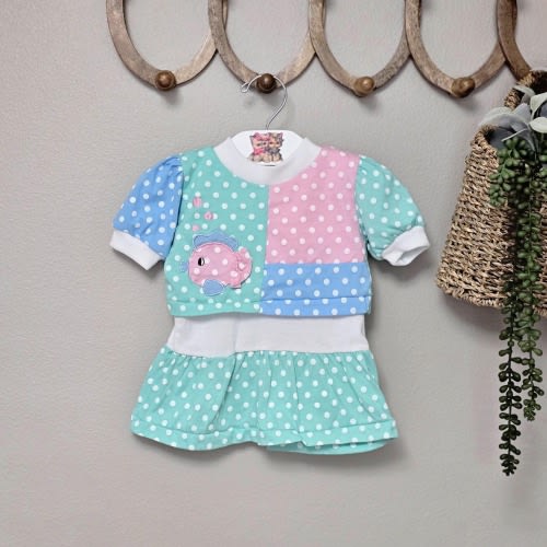 Vintage 1990's Violet Rose & Company Toddler Dress 24 Months Pastelcore Colorblock