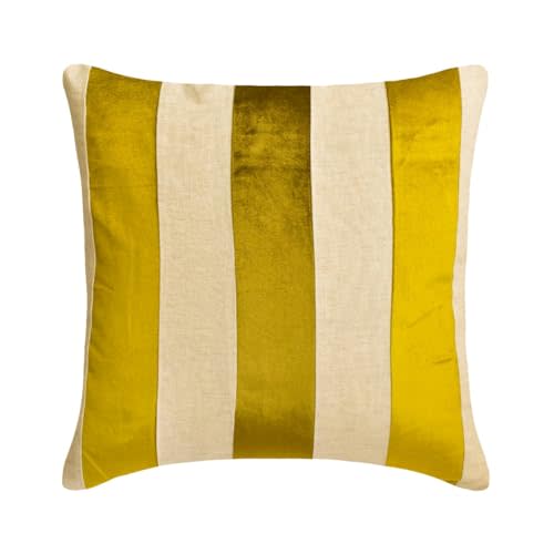 The HomeCentric Pillow Cover, Chartreuse Green 18"x18" (45x45 cm) Pillow Covers, Velvet Patchwork Throw Pillows for Sofa, Striped Pattern Modern Easter - Velvet Band Chartreuse