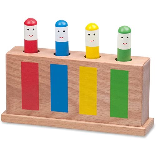 Galt – Pop-Up Wooden Activity Toy for Babies 12+ Months – Interactive Toy with 4 Colourful Figures