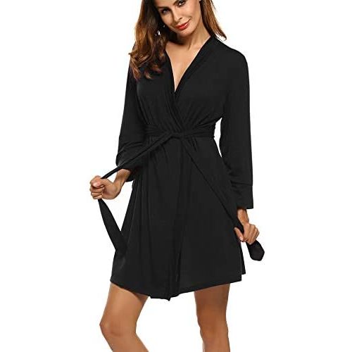 HOTOUCH Womens Robe Lightweight Short Knit Bathrobe Soft Ladies Sleepwear with Pockets