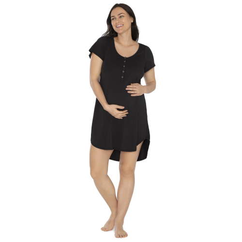 Kindly Yours Women's Maternity Short Sleeve Cotton Modal Nursing Sleep Dress, Sizes S to 3XL