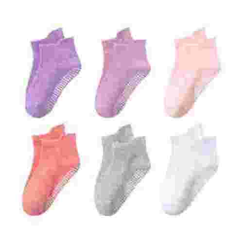 NAISIBABY Toddler Boys Girls Socks, Non Slip Breathable Comfy Cotton 6 Pairs Gripper Socks Multicolor 1-3T