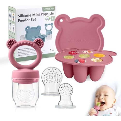 Mangeoire à fruits et tétine pour nourrisson, sans BPA, anneau de dentition pour bébé, moule à popsicel de lait maternel pour purées, plateau cube de congélation en silicone pour bébé, 2