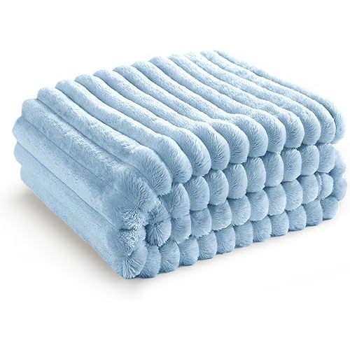Bedsure Living Room Decor Home Blue Throw Blanket Gifts for Women Men, Soft Fluffy Fleece Cozy Fuzzy Plush Warm Minky Couch Bed Blanket, Bedroom Spring Decor Blue Gifts for Him Her, 50x60