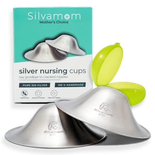 Silvamom® 925 Pure Silver Nursing Cups – Silver Nipple Shields for Breastfeeding Moms – Soothes & Protects - Breastfeeding Essentials (Regular)