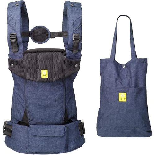 LÍLLÉbaby Serenity 6-in-1 Ergonomic Baby Carrier, Newborn to Toddler, Lumbar Support with Convertible Tote, Indigo