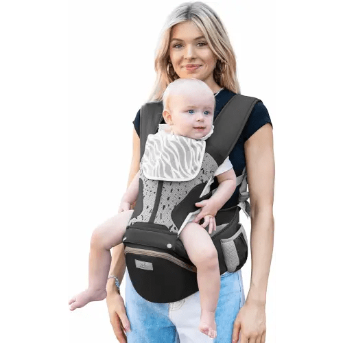 MOMTORY Carryall™ Pro Baby Carrier, Safety-Certified 6-in-1 Ultra Storage Baby Carrier Newborn to Toddler, Front & Back Baby Holder Carrier with Hip Seat, Pure Black
