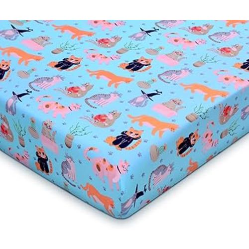UOMNY Crib Sheet,Cat Crib Sheets Baby Sheet for Standard Crib and Toddler Mattresses Nursery Bedding Sheet Crib Mattress Sheets for Boys and Girls 1 Pack Toddler Sheet