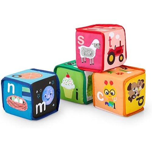 Baby Einstein Alpha Stacks Soft Blocks, Multisensory and Lightweight, Ages 3 Months and Up