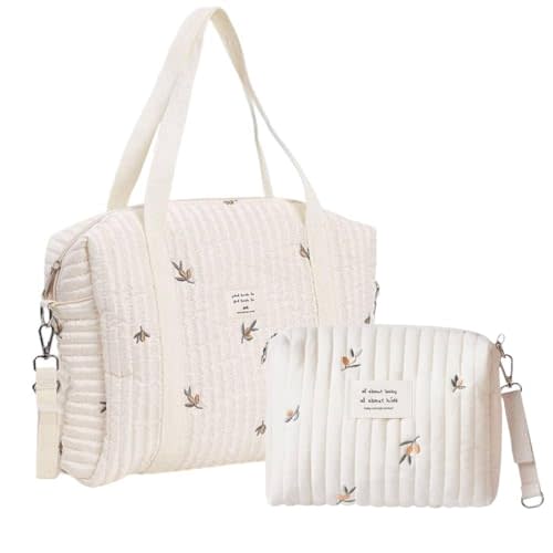 Large Diaper Bag Tote Quilted Cotton Cute Bear Organizer Pouch Multifunction Maternity Bag Stroller Storage Bag