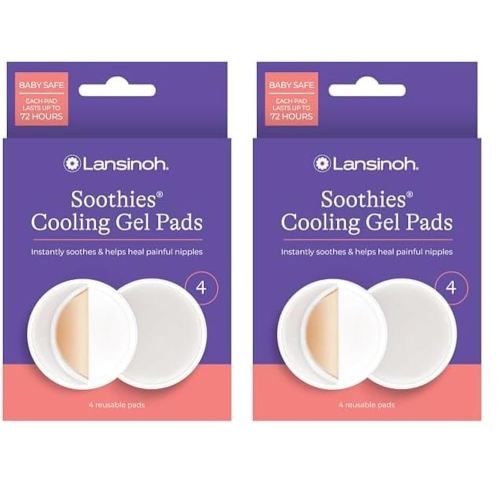 Lansinoh Soothies Cooling Gel Pads for Nursing, Baby & Postpartum Essentials, Reusable Breastfeeding Gel Pads for Sore Nipples, Cooling Relief Pads, 8 Count
