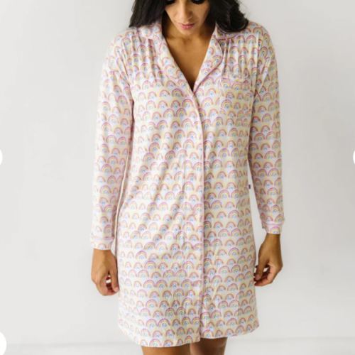 Pastel Rainbows Women's Long Sleeve Sleep Shirt - Little Sleepies