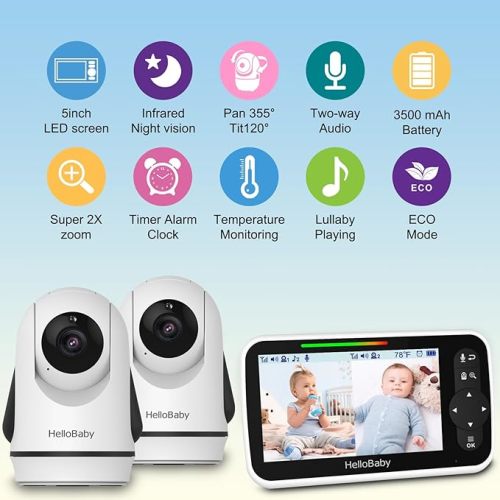HelloBaby HB6351-2 Video Baby Monitor with two cameras