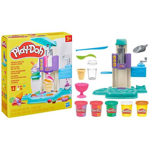 Play-Doh Rainbow Swirl Ice Cream Playset with 7 Pretend Play Kitchen Accessories, Ages 3+ | Canadian Tire