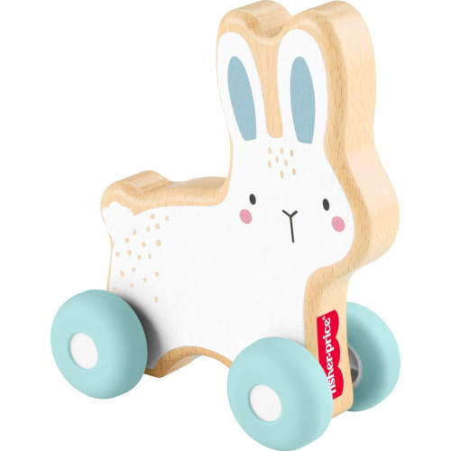 Fisher-Price Wooden Push-Along Bunny Toy Vehicle for Baby Crawling Play. 1 Wood Piece