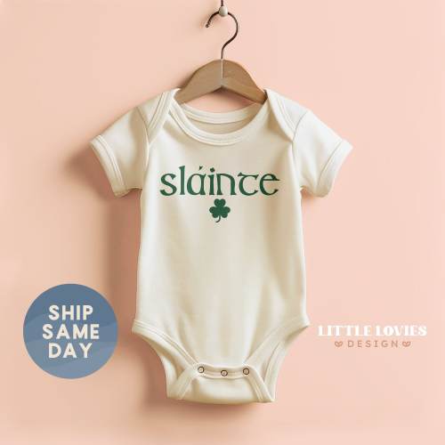 Sláinte Onesies® , Cute Holiday Bodysuit, Gaelic Baby Clothes, Funny Baby Clothes, Irish Baby Gift, (CA-PAT9)