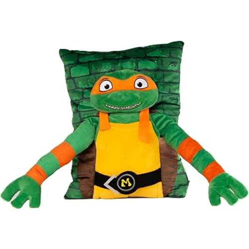 Jay Franco Nickelodeon Teenage Mutant Ninja Turtles Michelangelo 3D Snuggle Pillow - Super Soft Green Plush Pillow - Measures 15 Inches