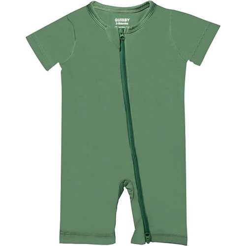 GUISBY Rayon Made From Bamboo Baby Pajamas, Short Sleeve Footless Rompers, 2 Way Zipper Sleeper