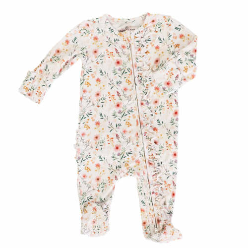 Winnie's Wildflowers Ruffle Zipper Footie