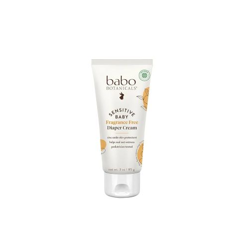 Babo Botanicals Sensitive Baby Fragrance-Free Diaper Cream - 25% Natural Zinc Oxide - Calendula, Shea & Cocoa Butter - EWG Verified - Vegan- from Birth on - 1 or 2 Pack Tube - 6oz Jar