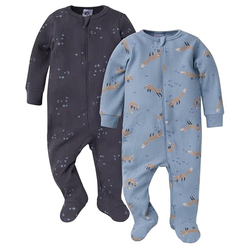 Gerber Unisex Baby 2-pack 2-way Zip Thermal Footed Sleep 'N Play