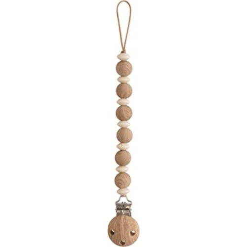 mushie 100% Silicone Baby Pacifier Clip BPA Free | Luna (Faux Wood)
