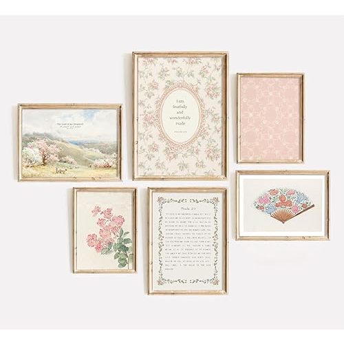 Christian Nursery Wall Art Bible Verse Canvas Wall Decor Girl Floral Wall Art Aesthetic Scripture Pictures Jesus Religious Posters Pink Flower Prints Vintage Artwork for Bedroom 12x16x6 Inch Unframed