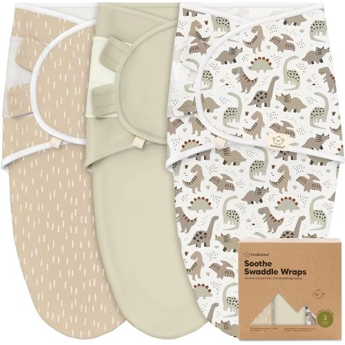 3-Pack Organic Baby Swaddle Sleep Sacks - Swaddles for Newborns, Infant 0-3 Months, Baby Girls, Boys, Soft & Snug Newborn Sleep Sack, Nursery Swaddling Blankets (Dino Ridge)