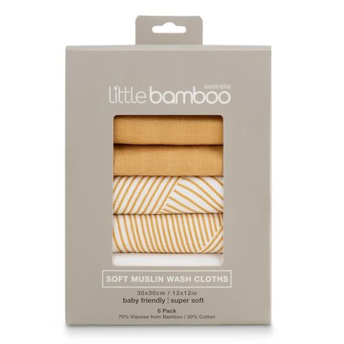 Little Bamboo Muslin Baby Face Washer Cloths 6 Pack - Linear Sands Marigold : Amazon.com.au: Baby