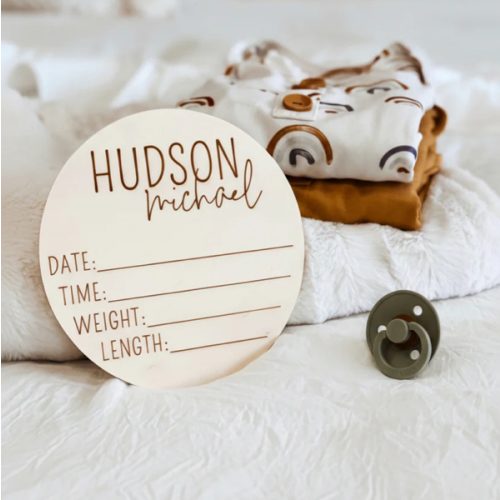 Personalized Birth Stats Wood Announcement | Block