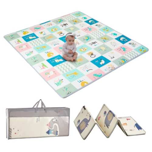 Baby Play Mat, 71x79 in. Extra Large Baby Crawling Mat, Non-Slip One-Piece Foam Baby Playmat, Foldable Reversible Mat