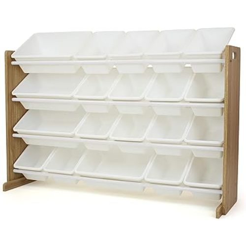 Humble Crew Toy Organizer with 20 Storage Bins, Natural/White