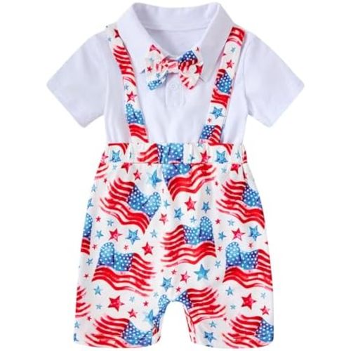 BFUSTYLE Baby Boy Clothes 2 in 1 Outfits 0-24 Months Romper Short Sleeve Infant Bodysuit with Bowtie