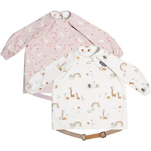 BIBaDO - Long Sleeve Baby Bibs - Babies & Toddlers 6-36 Months - Coverall Baby Led Weaning Bib - Easy Wipe, Soft & Waterproof