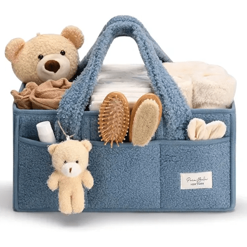 PeraBella Baby Diaper Caddy Organizer with Handle, Boy & Girl Shower Gift Basket, Portable Diaper Storage Basket Bin for Wipes, Newborn Baby Essentials Registry Search Must Haves, Car Caddy Organizer