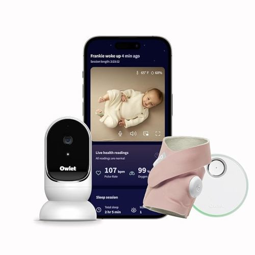 Owlet® Dream Duo Smart Baby Monitor: FDA-Cleared Dream Sock® plus Owlet Cam 2- Tracks & Notifies for Pulse Rate & Oxygen while viewing Baby in 1080p HD WiFi Video - Gen 1 Rose
