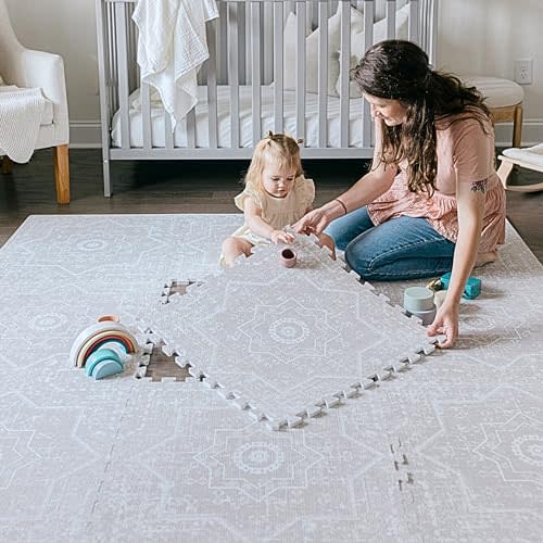 Little Landings Baby Play Mats for Floor - Layla (4x6ft) - Premium EVA Foam Play Mat for Babies & Toddlers - Perfect for Tummy Time, Crawling, Playroom - Stylish & Comfortable Kids Play Mat