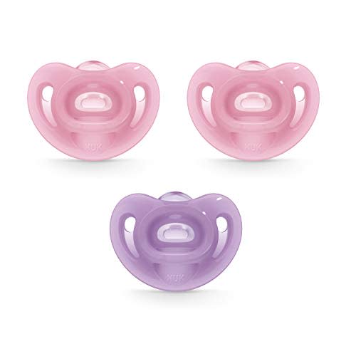 NUK Comfy Orthodontic Pacifiers, 0-6 Months, 3 count (Pack of 1) - Pink Assorted - 3 Pack