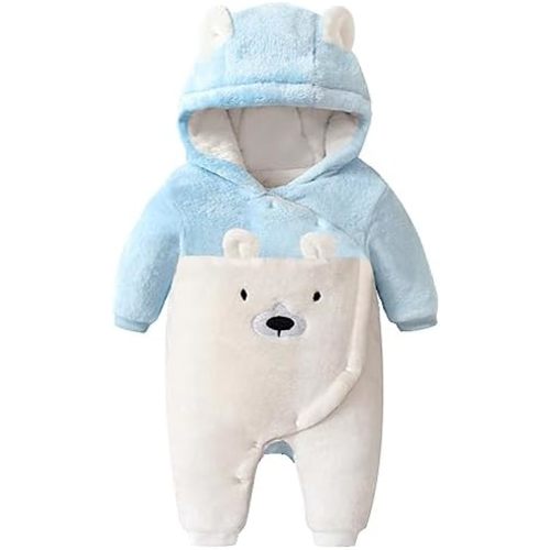 Fairy Baby Newborn Baby Snowsuit Bear Onesie Romper Winter Warm Coat Infant Fleece Footie Jumpsuit for Girls Boys 0-18M
