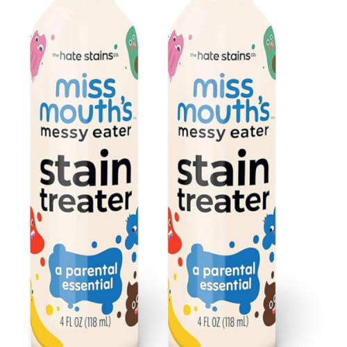 Miss Mouth's Messy Eater Stain Treater Spray - 4oz 2 Pack Stain Remover - Newborn & Baby Essentials - No Dry Cleaning Food, Grease, Coffee Off Laundry, Underwear, Fabric