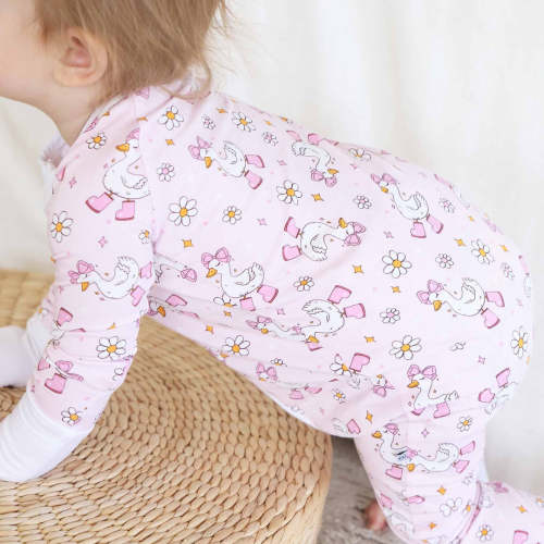 Silly Goose Convertible Zip Romper in Pink | Caden Lane