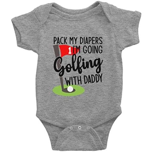 Pack My Diapers I'm Going Golfing With Daddy Cute Toddler Rompers Unisex Baby Long Sleeve Bodysuit
