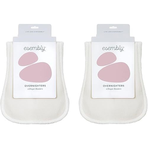 Esembly Overnighters, Cloth Diaper Doubler, Absorbency Booster, Reusable Organic Cotton Diaper Stay-Dry Liner for Nighttime or Heavy Wetters, Super Thirsty Cloth Diaper Insert, One Size, Pack of 4