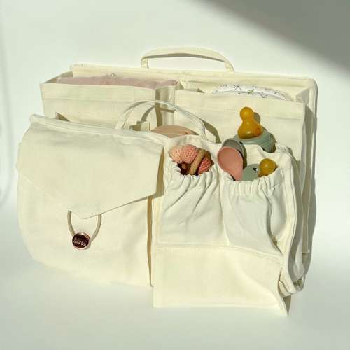 Organic cotton - ECO Classic ECRU (M) - diaper bag, Neverfull organizer, handbag organizer, bag in bag, Waldorf, washable, sustainable