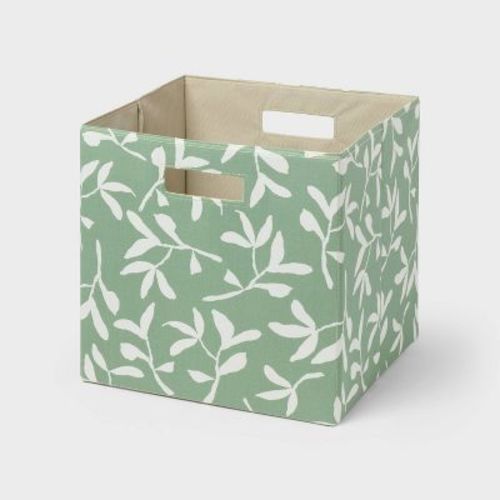13" Fabric Bin Green Leaf - Brightroom™: 13 Inch Storage Cube, Decorative Storage
