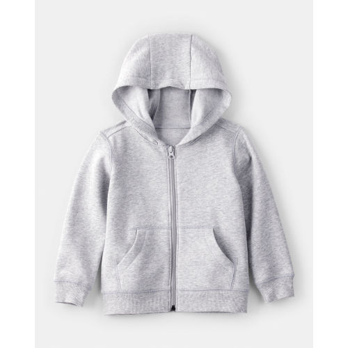 Toddler Boy Solid Fleece Long-Sleeve Zip Hoodie - Grey - Carter's | Carter's