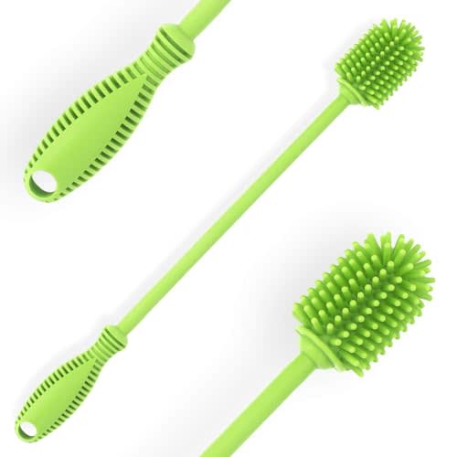 Silicone Bottle Cleaning Brush with Long Handle, 12.5" Water Bottle Cleaner for Baby Bottles, Hydro Flask, Sports Bottle, Vase, Glassware, Perfect for Smaller Diameter Bottle Openings (One Pack)
