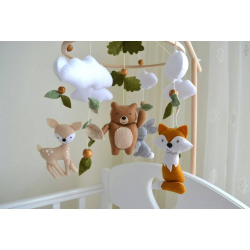 Woodland mobile, forest mobile, red fox mobile, bunny deer bear mobile, animals mobile