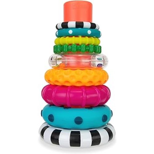 Sassy Stacks of Circles Stacking Ring STEM Learning Toy, Age 6+ Months, Multi, 9 Piece Set