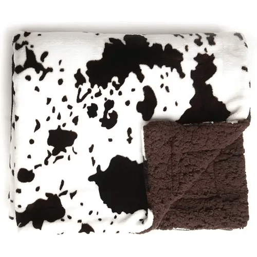 Tadpoles Plush Sherpa Cowhide Print Double Layer Baby Blanket